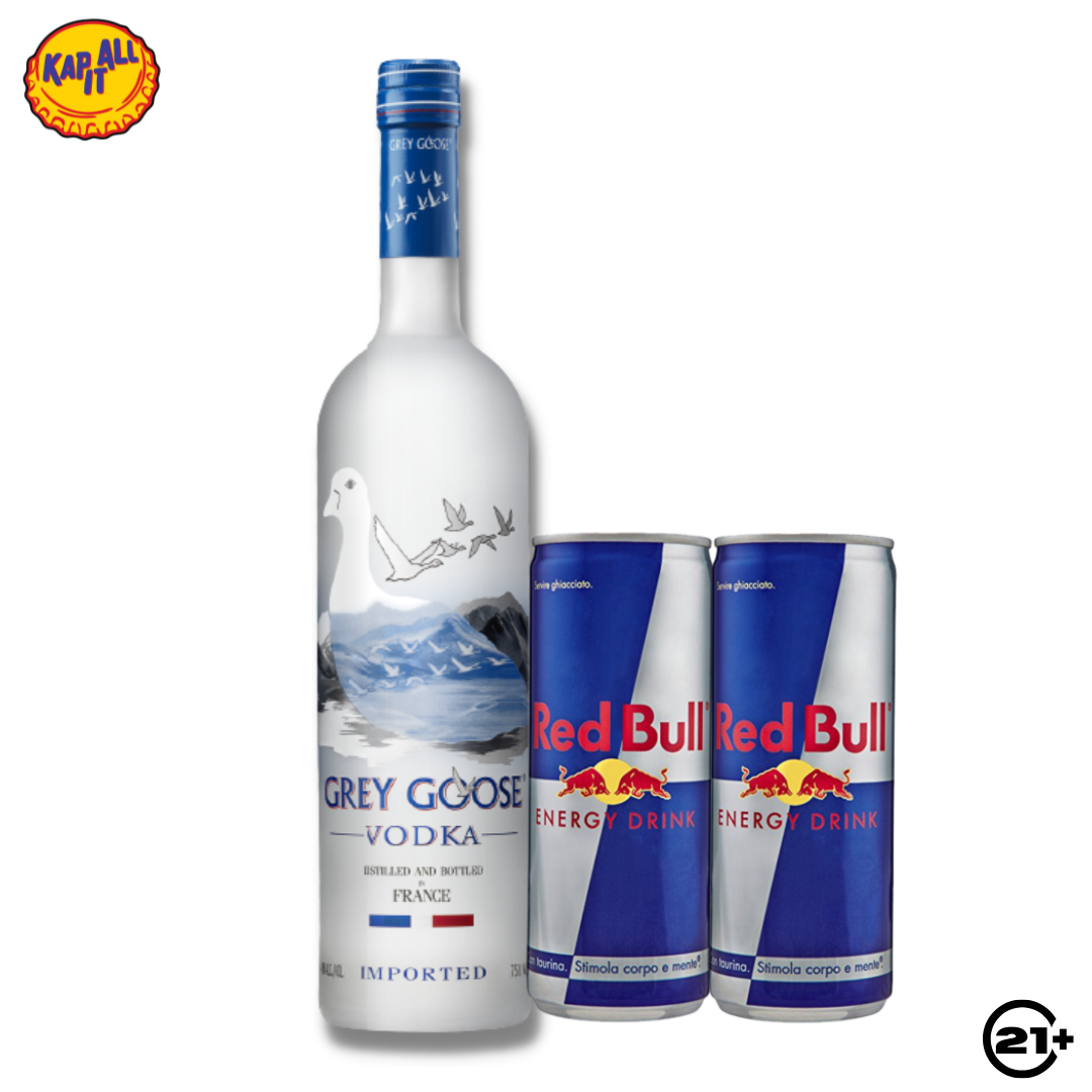 PAKET GREY GOOSE VODKA ORIGINAL 700ml + 2 RED BULL 250ml