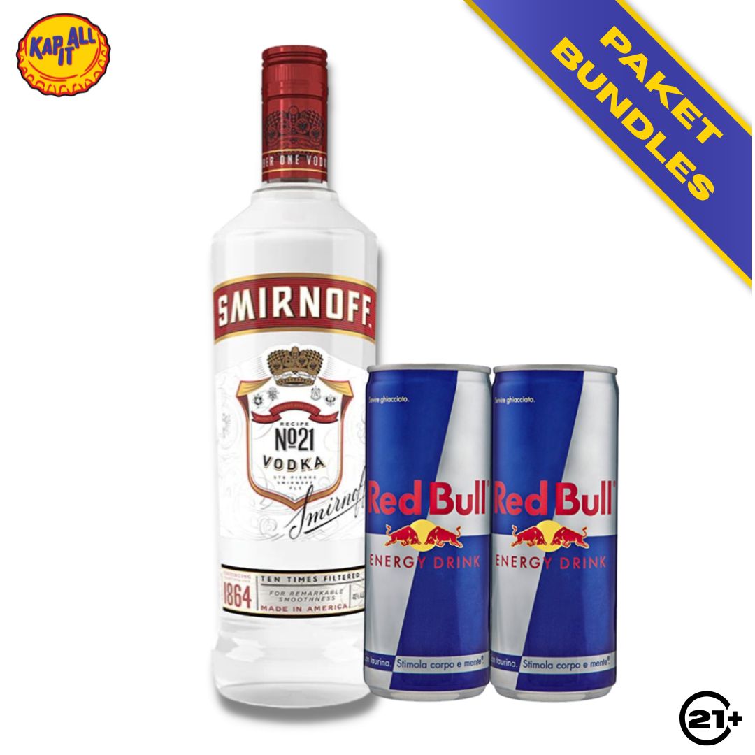 PAKET SMIRNOFF VODKA ORIGINAL 700ml + 2 RED BULL 250ml