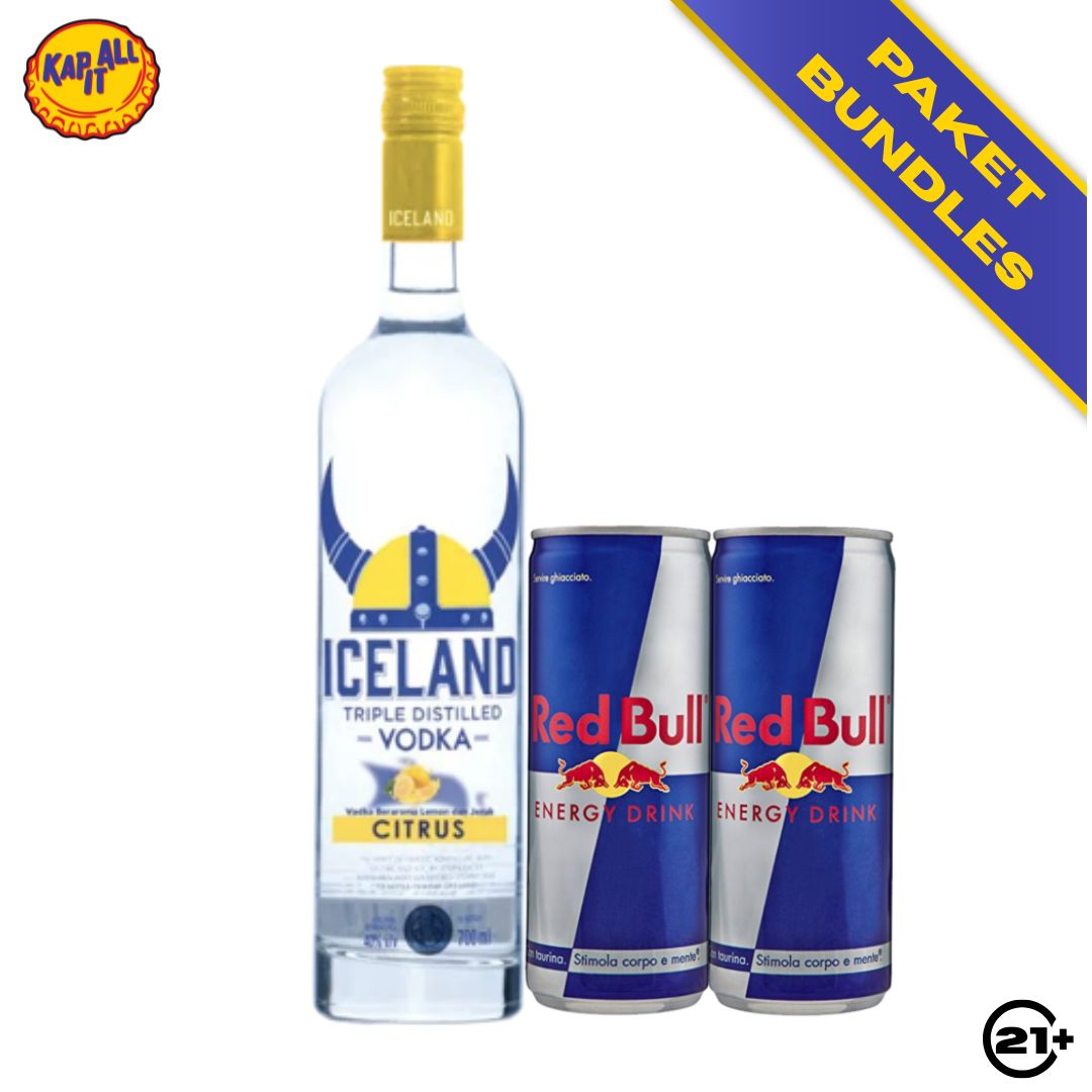 PAKET ICELAND VODKA CITRUS 700ml + 2 RED BULL 250ml