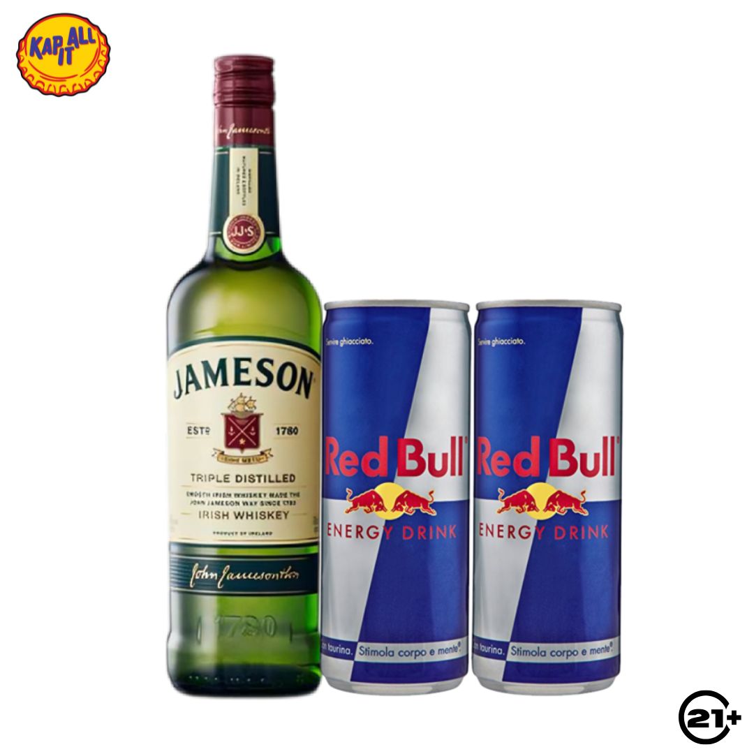 PAKET JAMESON IRISH WHISKY 700ml + 2 RED BULL 250ml