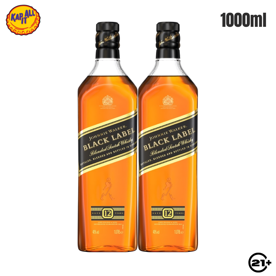 TWIN JOHNNIE WALKER BLACK LABEL 1000ml - 2 BOTTLES
