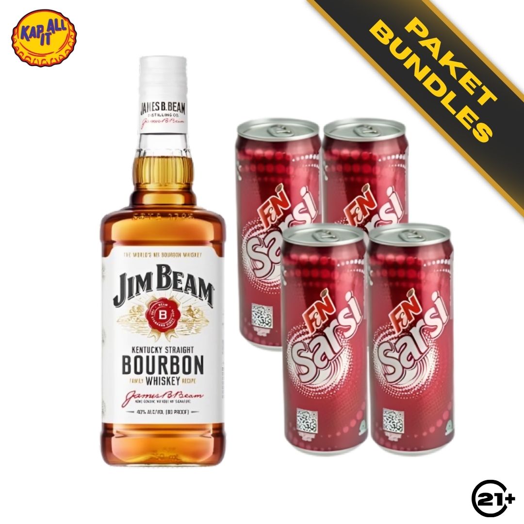SARSI BOURBON HIGHBALL - JIM BEAM WHITE BOURBON WHISKY 750ml + 4 F&N SARSI SARSAPARILLA 325ml