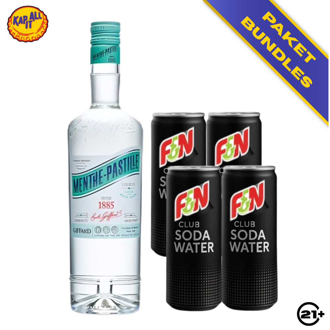 MINT SPRITZ KIT - GIFFARD MENTHE PASTILLE LIQUEUR 700ml + 4 CAN F&N CLUB SODA WATER 325ml