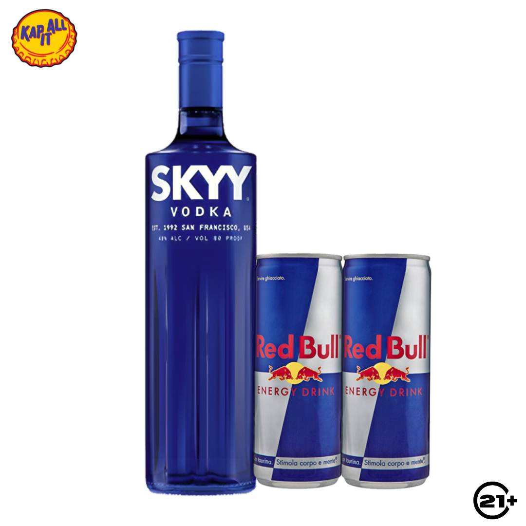 PAKET SKYY VODKA ORIGINAL 700ml + 2 RED BULL 250ml