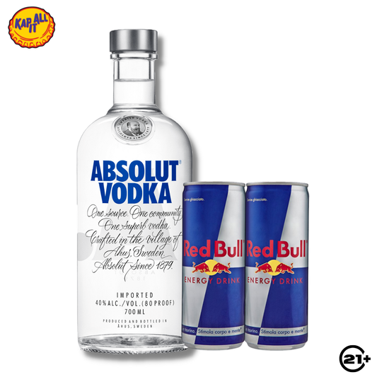 PAKET ABSOLUT VODKA ORIGINAL 700ml + 2 RED BULL 250ml