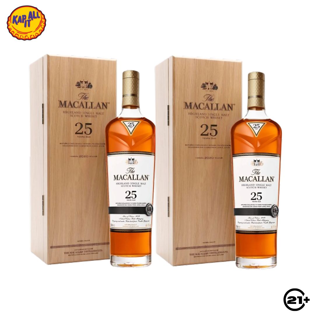 Twin The Macallan 25 YO Sherry Oak Single Malt Scotch Whisky 700ml - 2 Bottles
