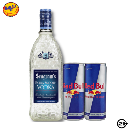 PAKET SEAGRAMS VODKA ORIGINAL 700ml + 2 RED BULL 250ml