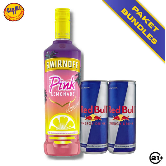 PAKET SMIRNOFF PINK LEMONADE VODKA 700ml + 2 RED BULL 250ml