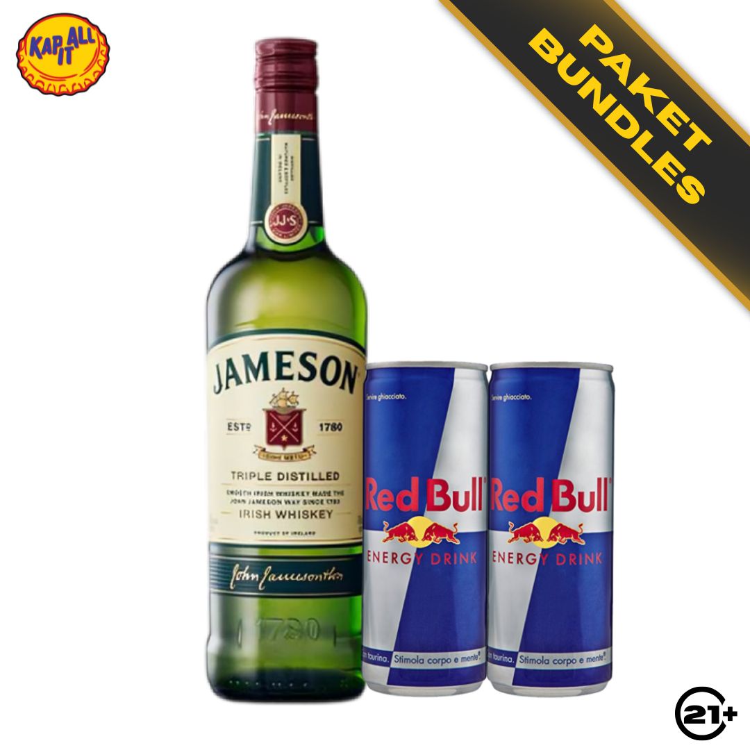 Paket Jameson Irish Whiskey 700ml + Red Bull Energy Drink 250ml