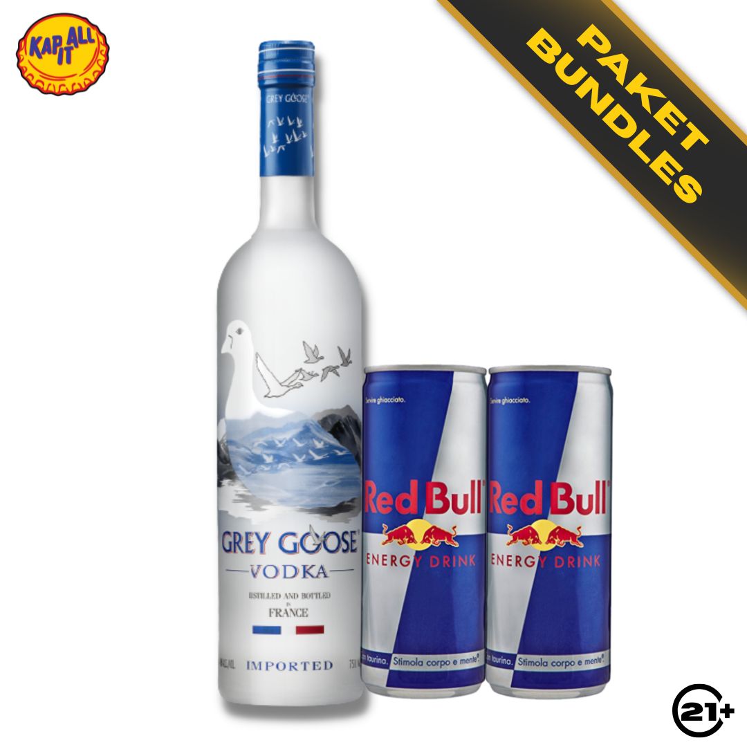 PAKET GREY GOOSE VODKA ORIGINAL 700ml + 2 RED BULL 250ml