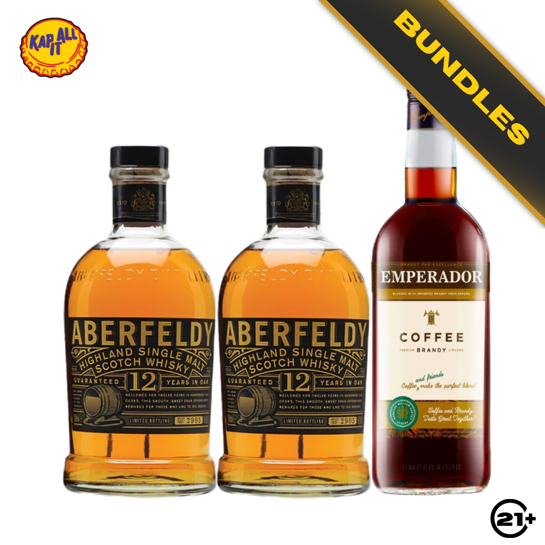 Bundles 2 Aberfeldy 12 YO Single Malt Scotch Whisky 700ml + Emperador Coffee Brandy Liqueur 750ml