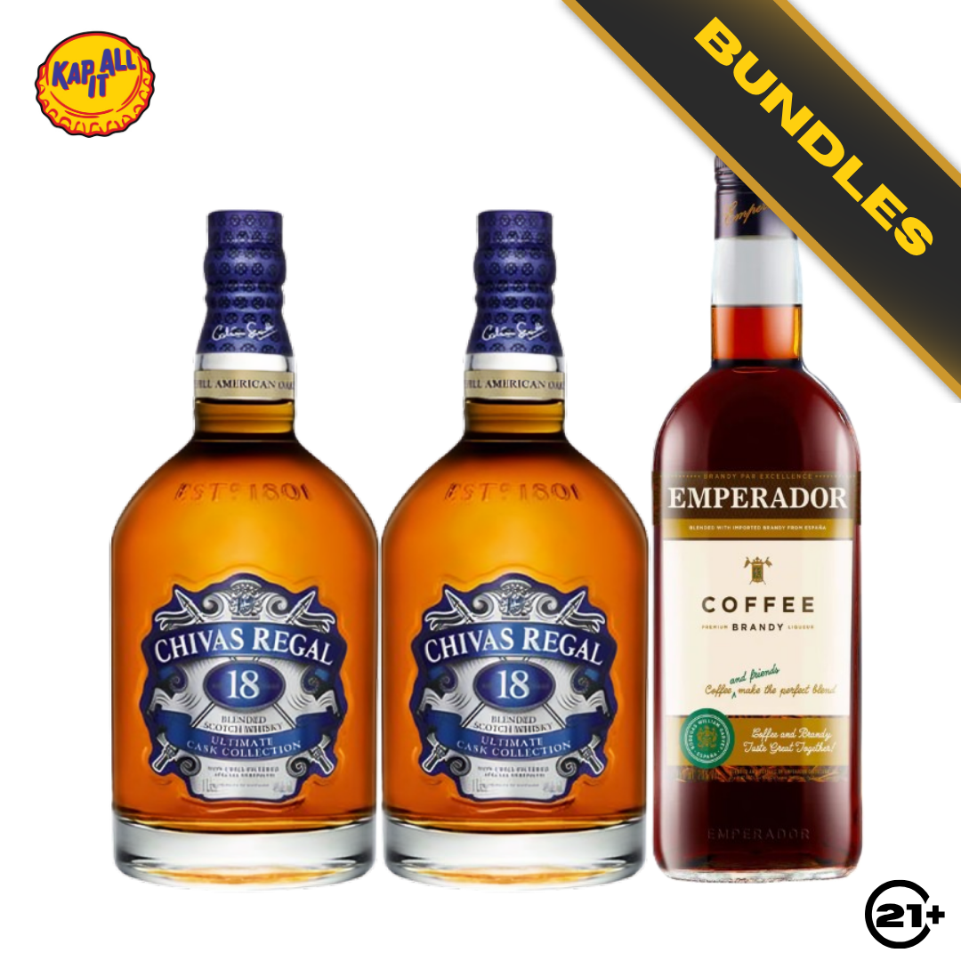 Bundles 2 Chivas Regal 18 YO Blended Scotch Whisky 700ml + Emperador Coffee Brandy Liqueur 750ml