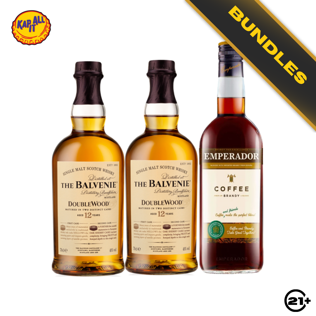Bundles 2 The Balvenie 12 YO Double Wood Whisky 700ml + Emperador Coffee Brandy Liqueur 750ml