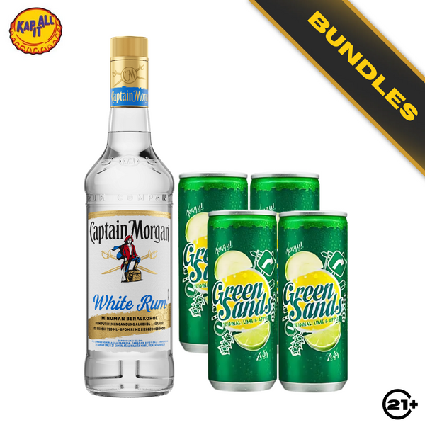 Bundles Captain Morgan White Rum 750ml + 4 Green Sands Apple Lime Can 250ml