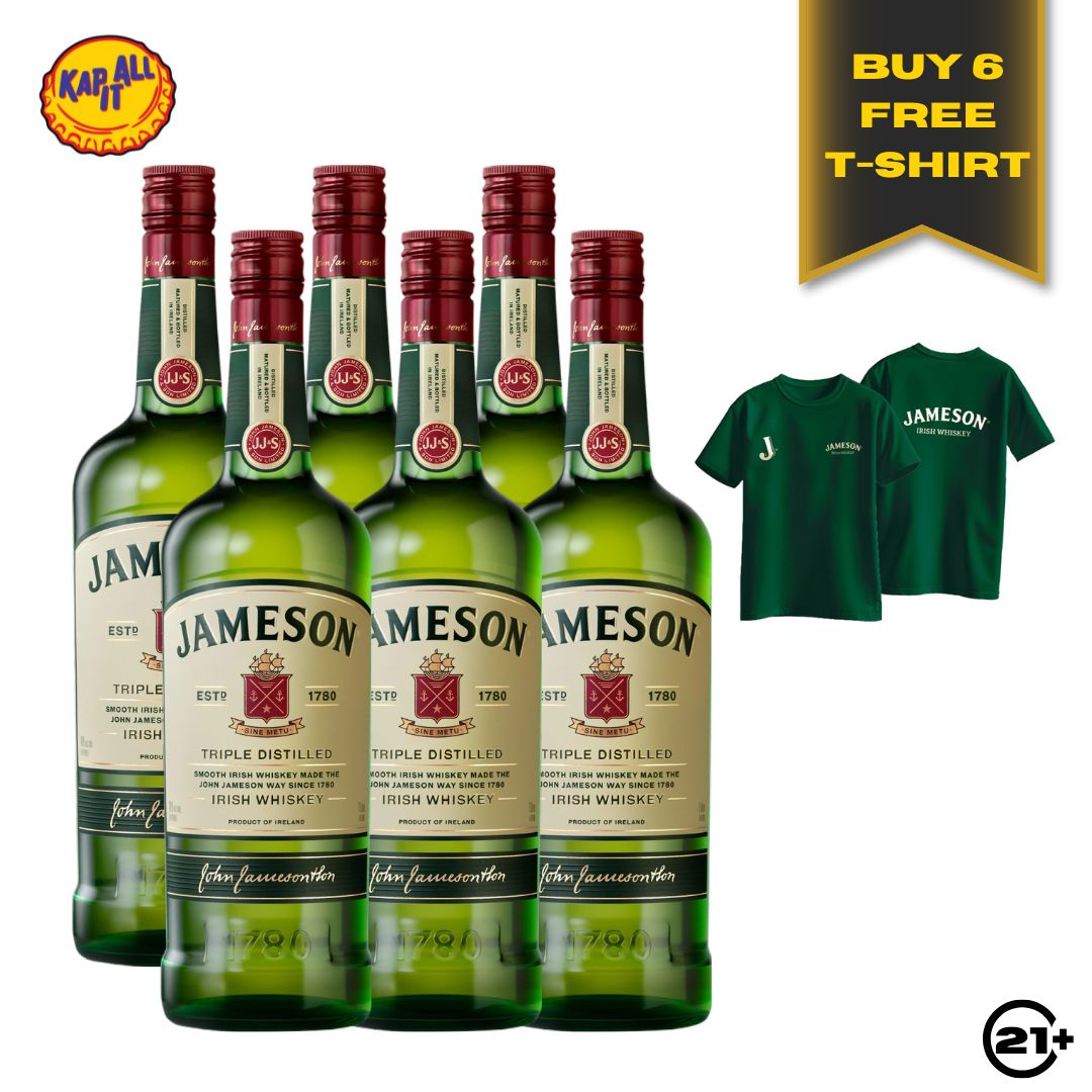 Bundles 6 Jameson Irish Whiskey 700ml Free T-Shirt Jameson