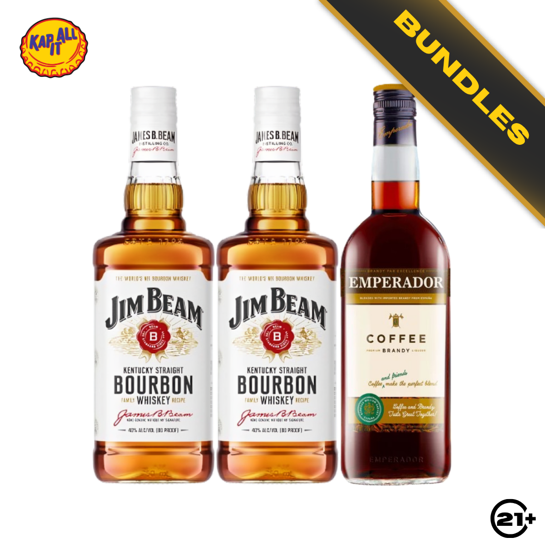 Bundles 2 Jim Beam White Bourbon Whiskey 700ml + Emperador Coffee Brandy Liqueur 750ml