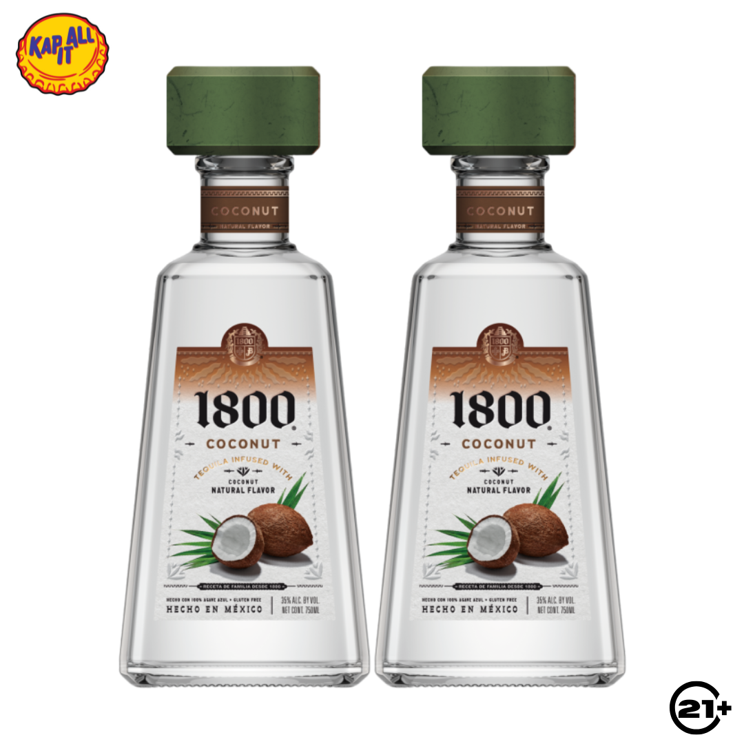 Twin 1800 Coconut Tequila 750ml - 2 Bottles