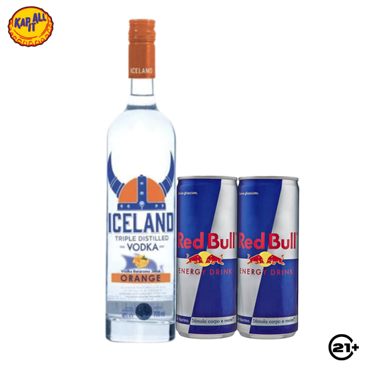 PAKET ICELAND VODKA ORANGE 700ml + 2 RED BULL 250ml
