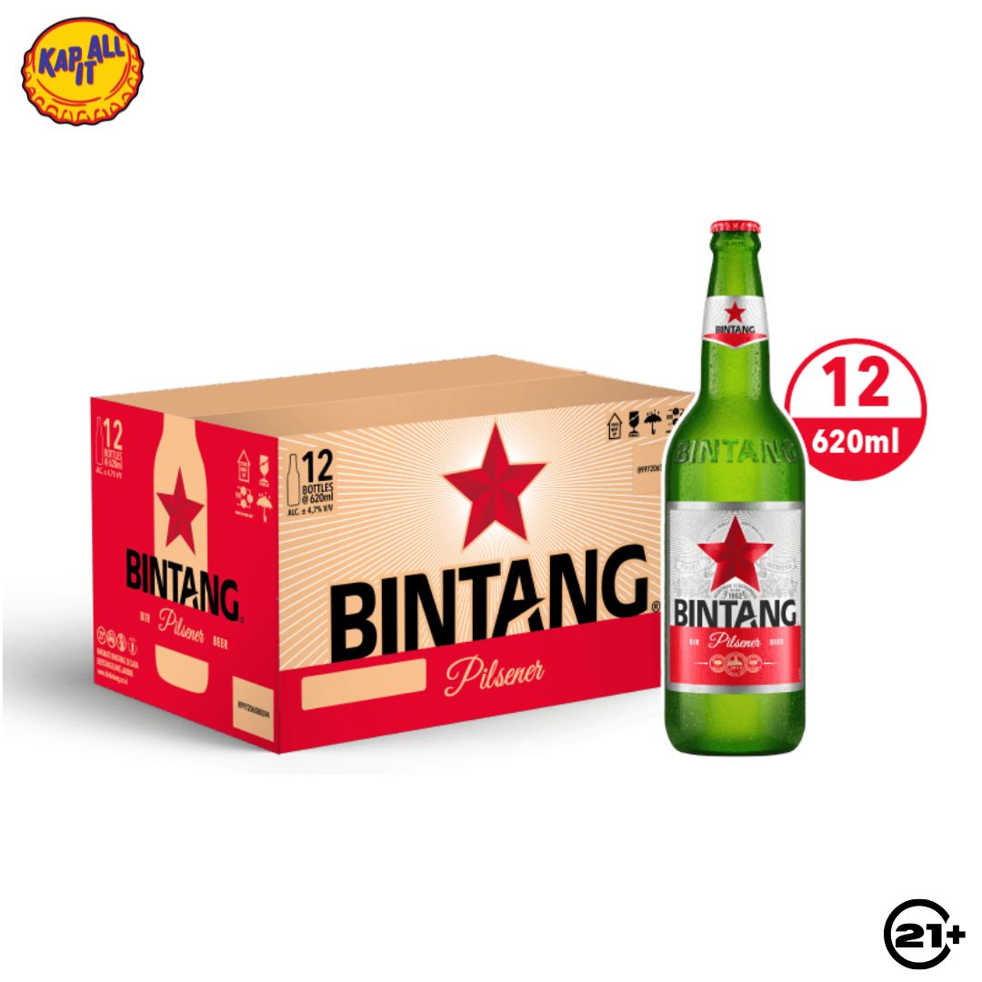 Bundles Bintang Pilsener Beer Bremer 620ml - 1 Box 12 Bottles