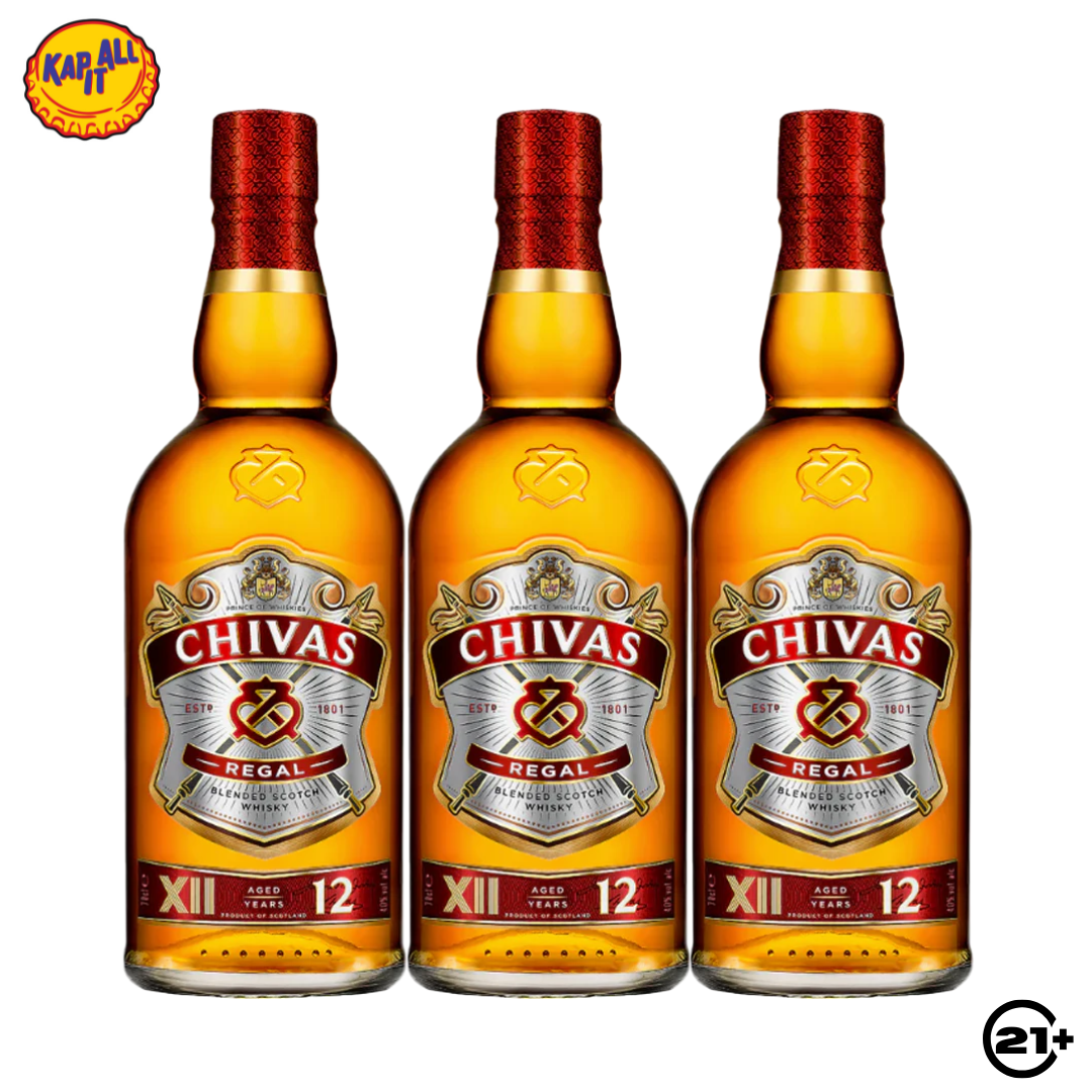 Triple Chivas Regal 12 YO Blended Scotch Whisky 750ml - 3 Bottles