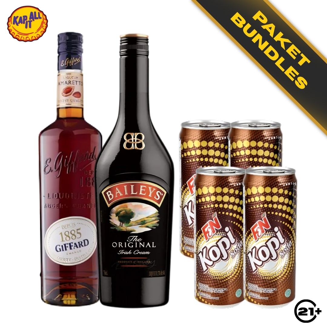 Amaretto Coffee Night Kit - Baileys The Original Irish Cream Liqueur 700ml + Giffard Amaretto Liqueur 700ml + F&N Club Soda Water 325ml