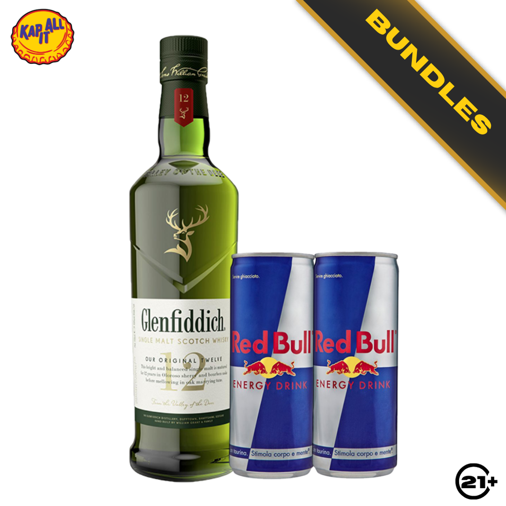 Bundles Glenfiddich 12 YO Single Malt Scotch Whisky 700ml + Red Bull Energy Drink 250ml