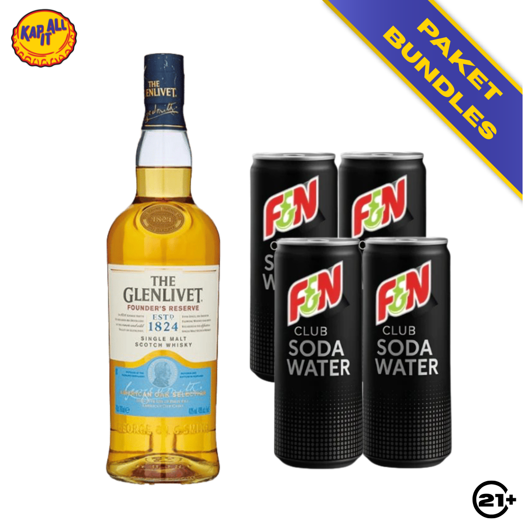 HIGHBALL STARTER - 1 THE GLENLIVET FOUNDERS RESERVE SINGLE MALT SCOTCH WHISKY 700ml + 4 F&N CLUB SODA WATER 325ml
