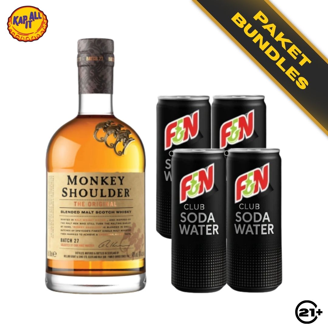 HIGHBALL STARTER - 1 MONKEY SHOULDER BLENDED MALT SCOTCH WHISKY 700ml + 4 F&N CLUB SODA WATER 325ml