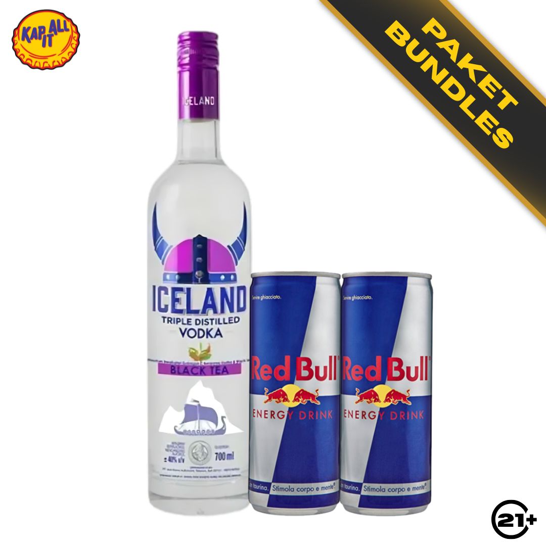 Bundles Iceland Black Tea Vodka 700ml + Red Bull Energy Drink 250ml