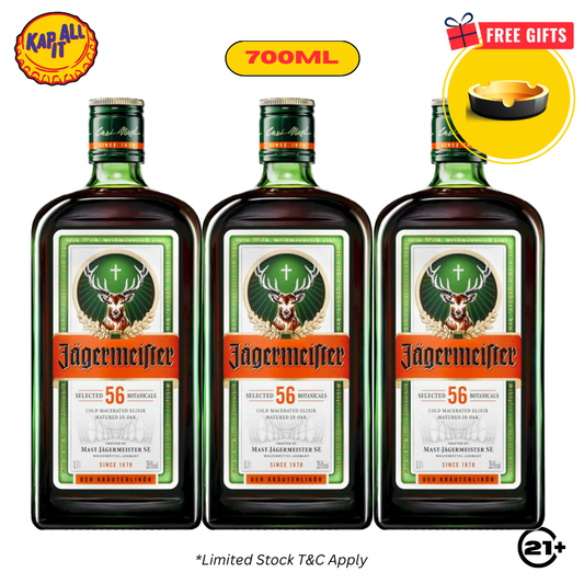 JAGERMEISTER GERMAN LIQUEUR 700ml - 3 BOTOL (Free Asbak)