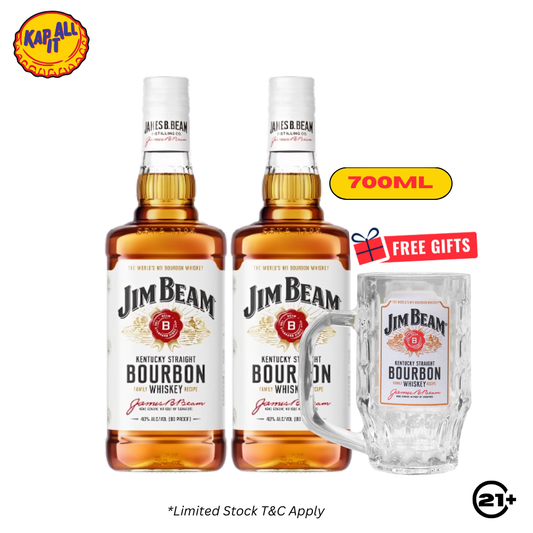 PAKET JIM BEAM WHITE BOURBON WHISKY 700ml  Free 1 GLASS (VAP)