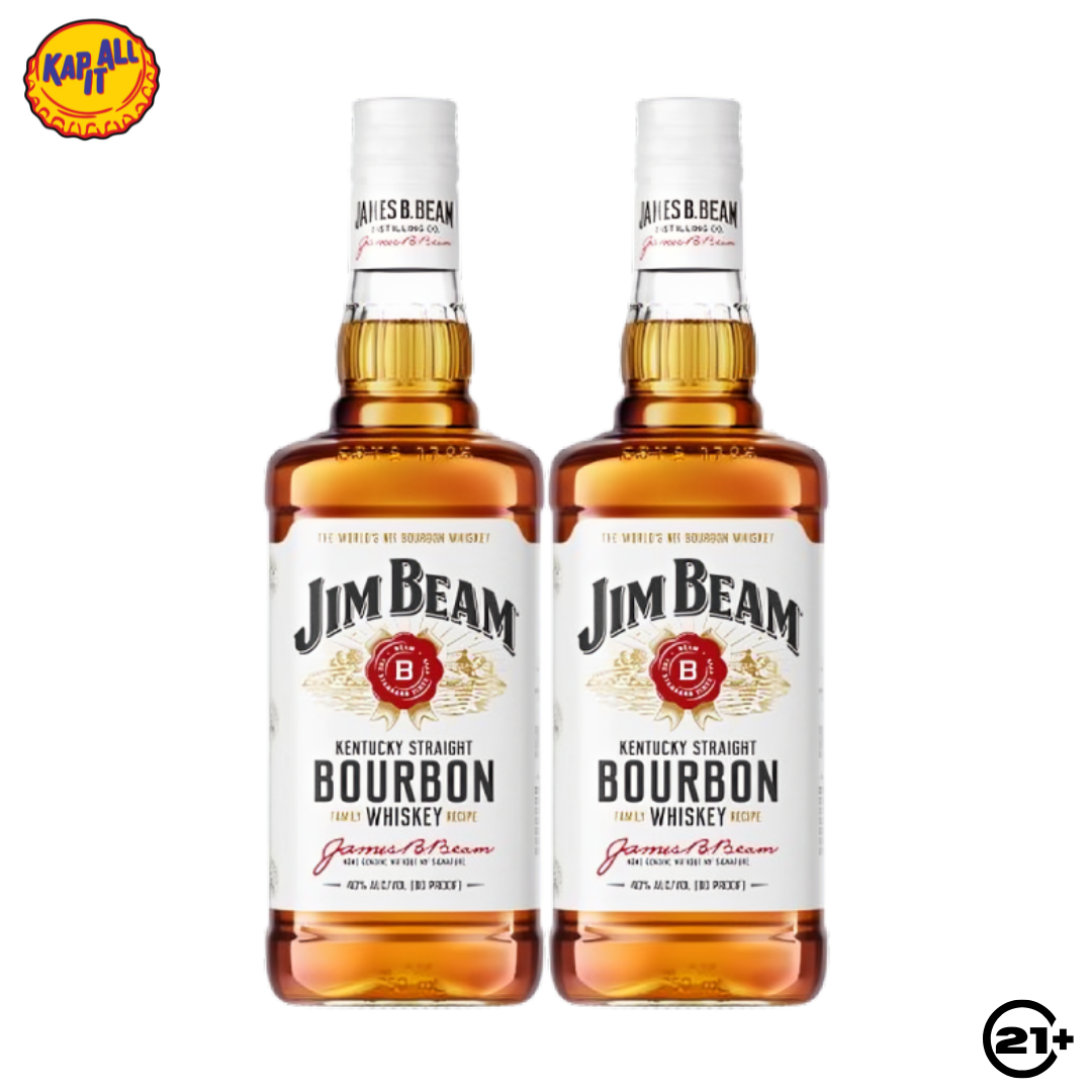 Twin Jim Beam White Bourbon Whiskey 700ml - 2 Bottles