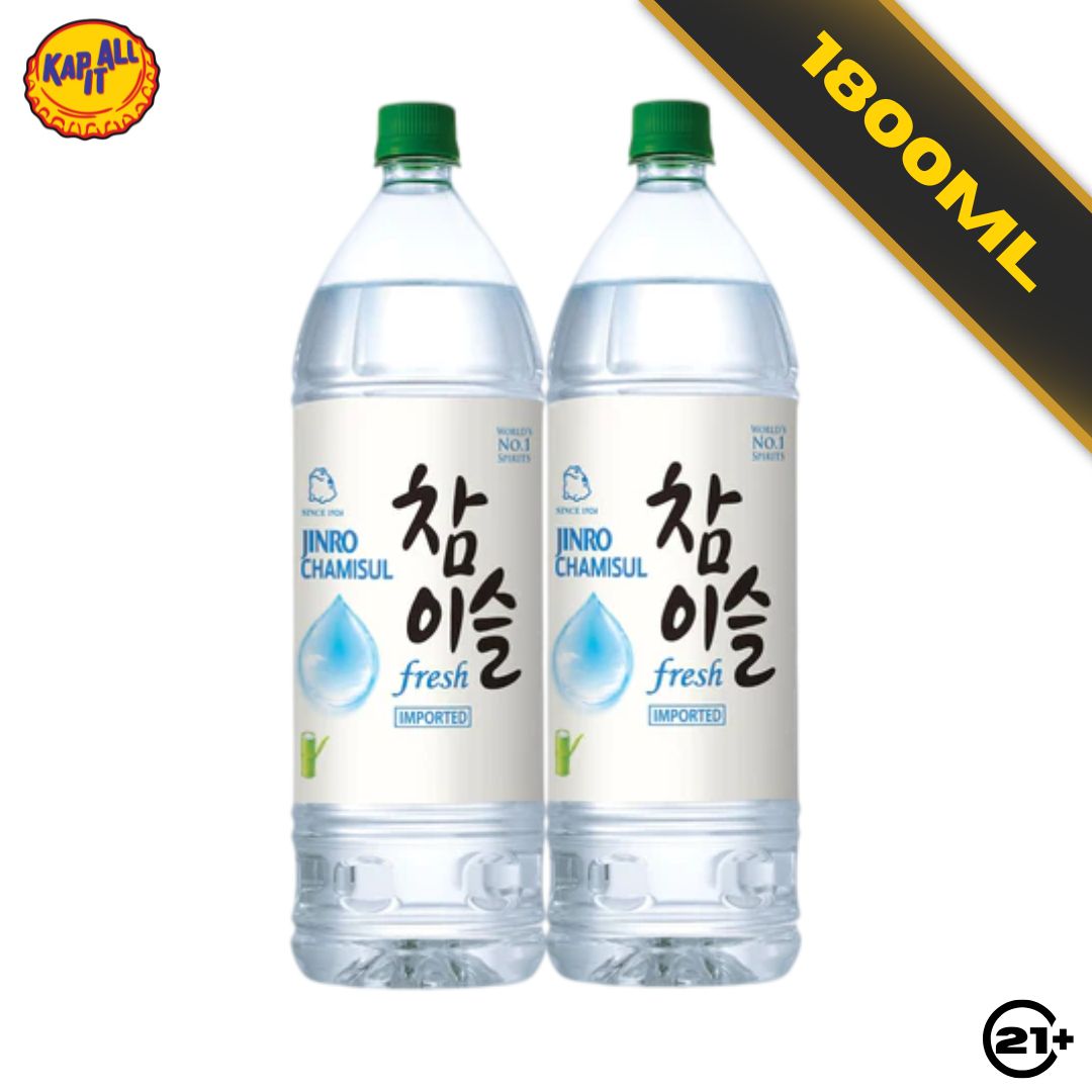 Twin Jinro Soju Chamisul Fresh Original 1.8L - 2 Bottles