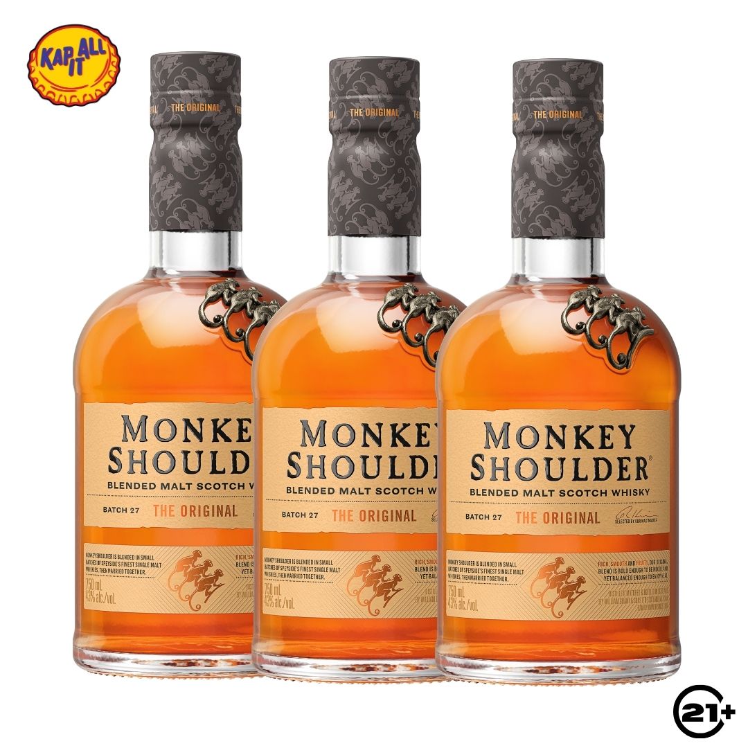 Triple Monkey Shoulder Blended Malt Scotch Whisky 750ml - 3 Bottles