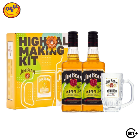 PAKET JIM BEAM APPLE WHISKY 700ML 2 BOTTLE + 1 GLASS