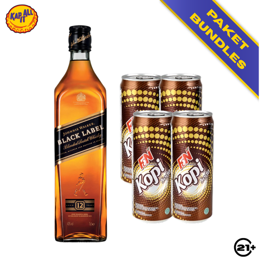 WHISKY COFFEE SET - 1 JOHNNIE WALKER BLACK LABEL 700ml + 4 F&N COFFEE SODA 325ml
