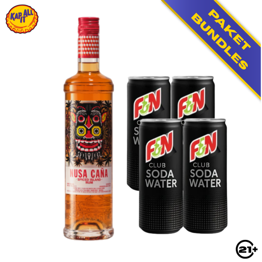 RUM SODA PACK - 1 NUSA CANA SPICED ISLAND RUM 700ml + 4 F&N CLUB SODA WATER 325ml