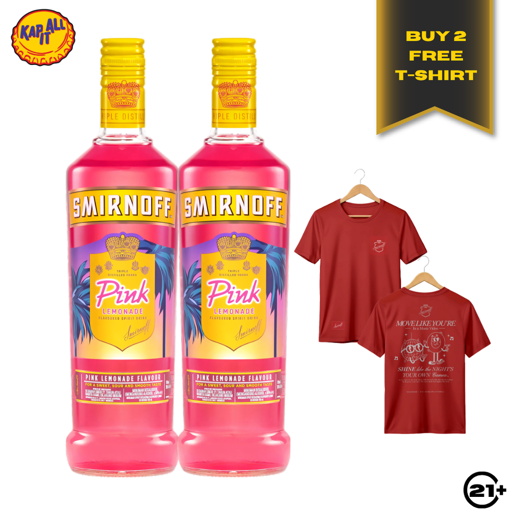 Twin Smirnoff Pink Lemonade Vodka 700ml - 2 Bottles
