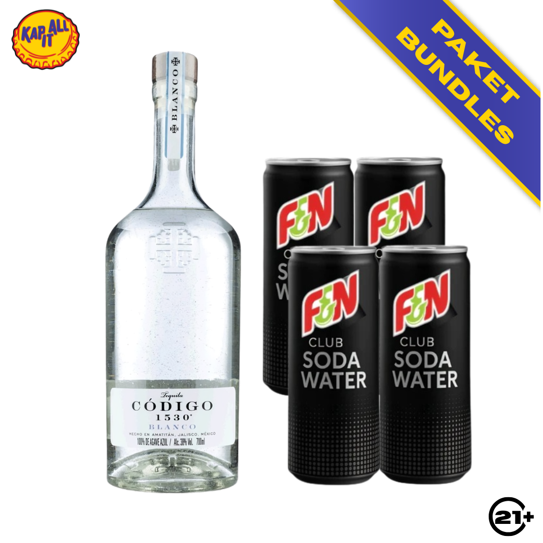 TEQUILA SODA PACK - 1 CODIGO 1530 BLANCO TEQUILA 750ml + 4 F&N CLUB SODA WATER 325ml