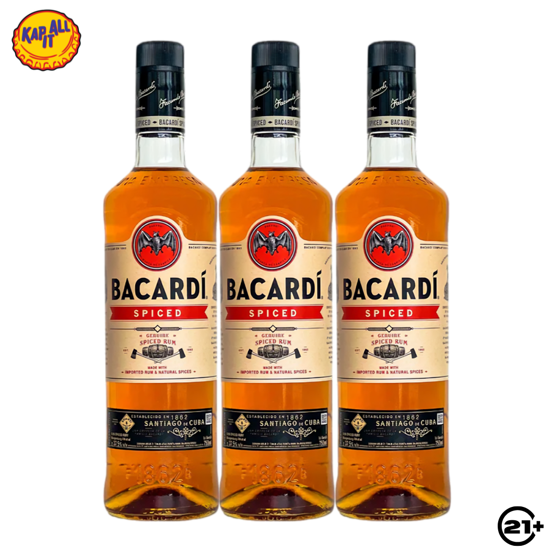Triple Bacardi Spiced Gold Rum 750ml - 3 Bottles