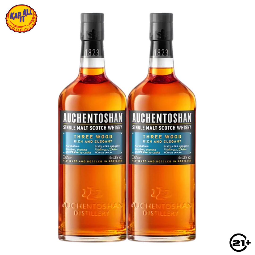 Twin Auchentoshan Three Wood Single Malt Scotch Whisky 700ml - 2 Bottles