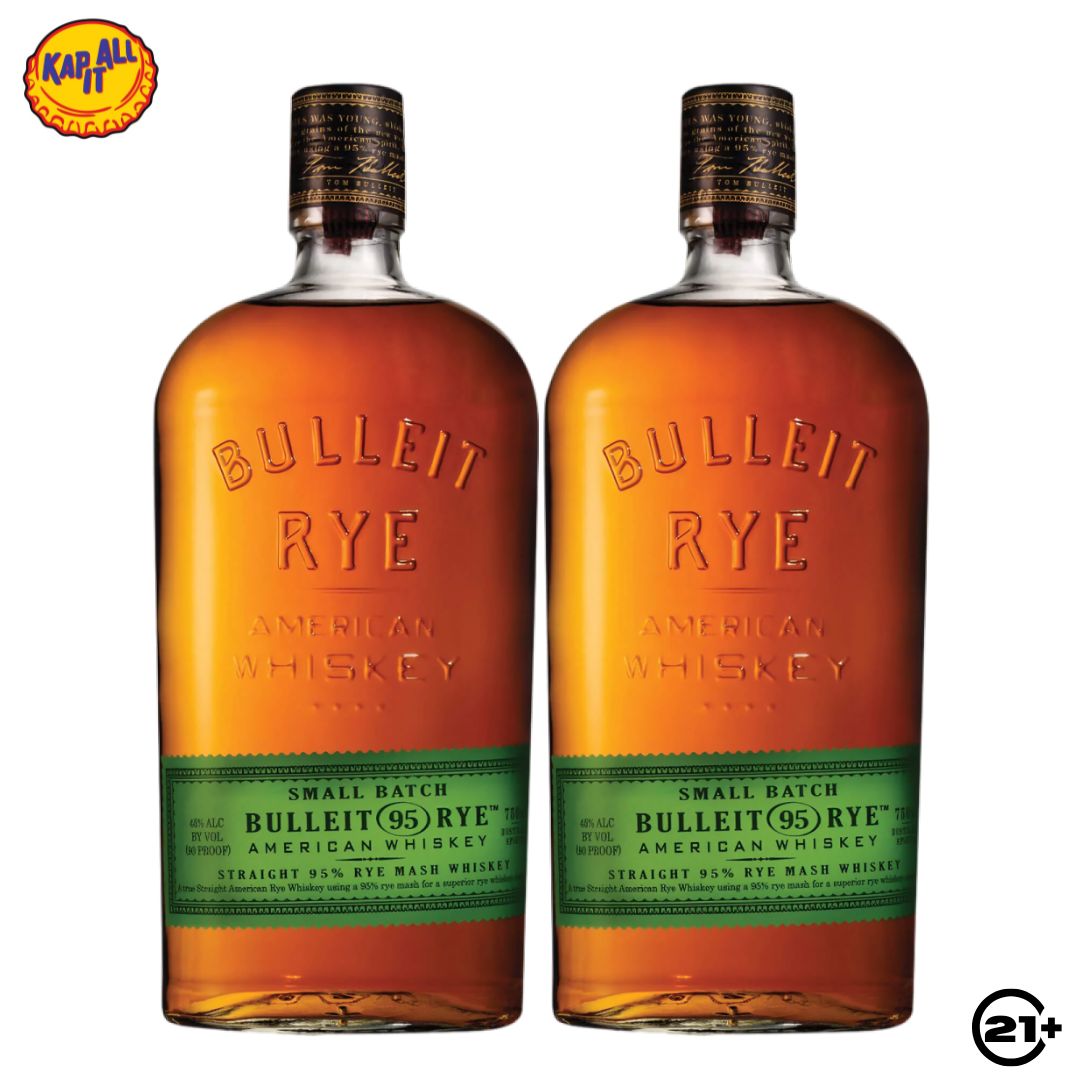 Twin Bulleit Rye Whiskey 700ml - 2 Bottles