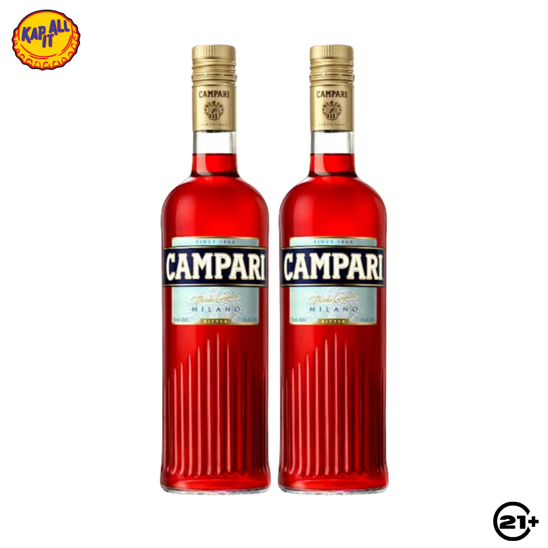 Twin Campari Bitter Aperitif Liqueur 750ml - 2 Bottles