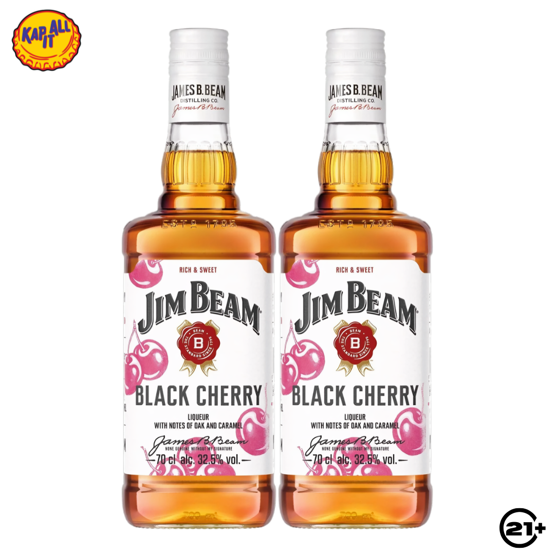 Twin Jim Beam Black Cherry Bourbon Whiskey 700ml - 2 Bottles