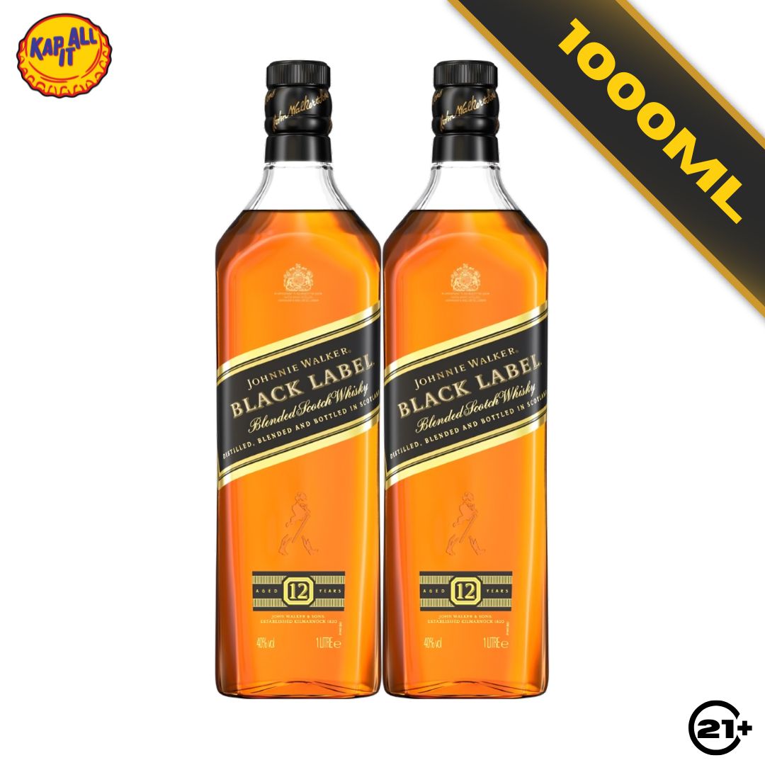 Twin Johnnie Walker Black Label 1000ml - 2 Bottles