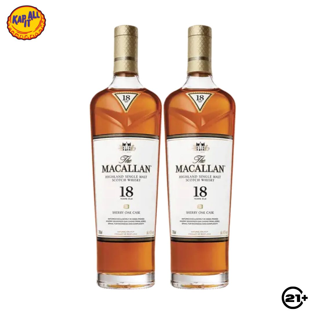 Paket The Macallan 18 YO Sherry Oak 700ml - 2 Bottles