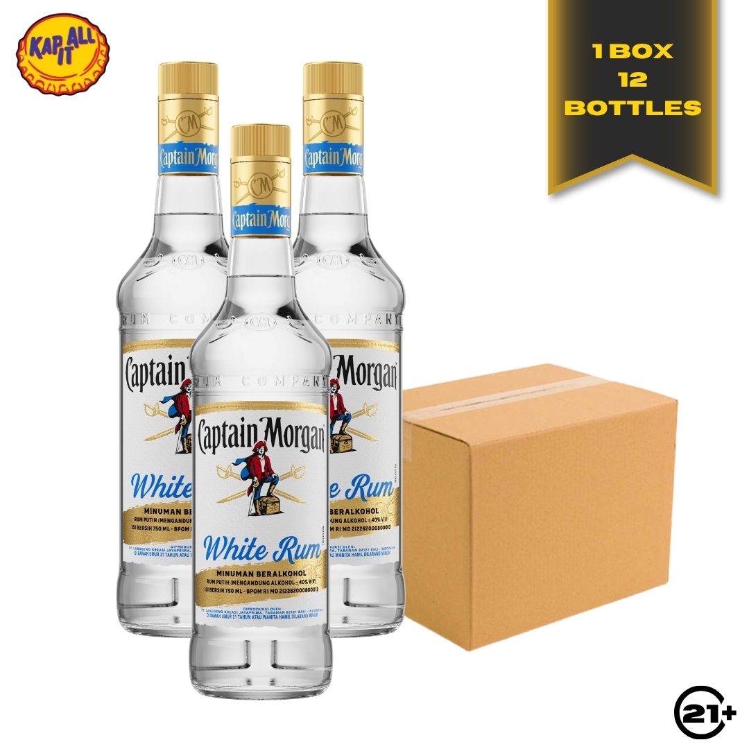 Paket Captain Morgan White Rum 750ml - 1 Dus 12 Bottles