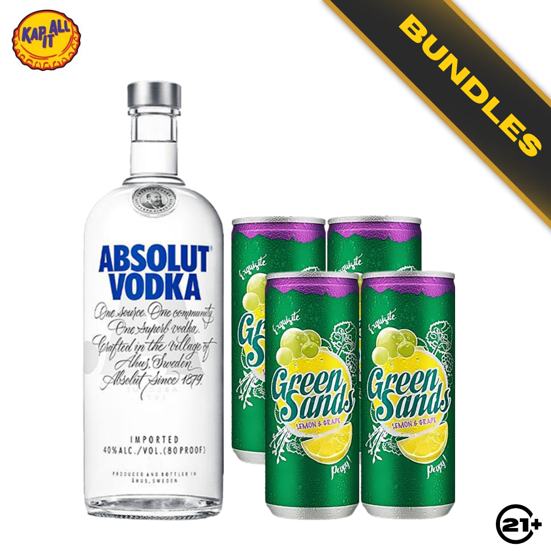 Bundles Absolut Vodka Original 750ml + Green Sands Grape Lemon Can 250ml