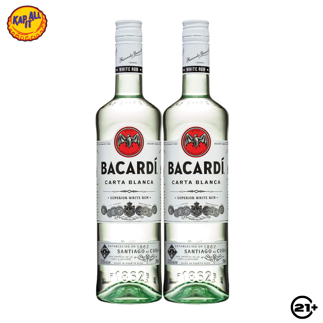 Twin Bacardi Light Carta Blanca White Superior 750ml - 2 Bottles