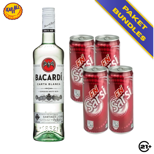 WHITE SARSI CHILL - BACARDI LIGHT CARTA BLANCA SUPERIOR WHITE RUM 750ml + 4 F&N SARSI SARSAPARILLA 325ml